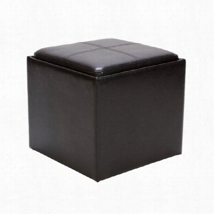 Trent Home Ladd Faux Leather Storage Cube Ottoman In Black
