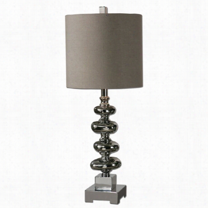 Uttermost A Noka Nickel Plated Ceramic Table Lamp With Atupe Gray Shade