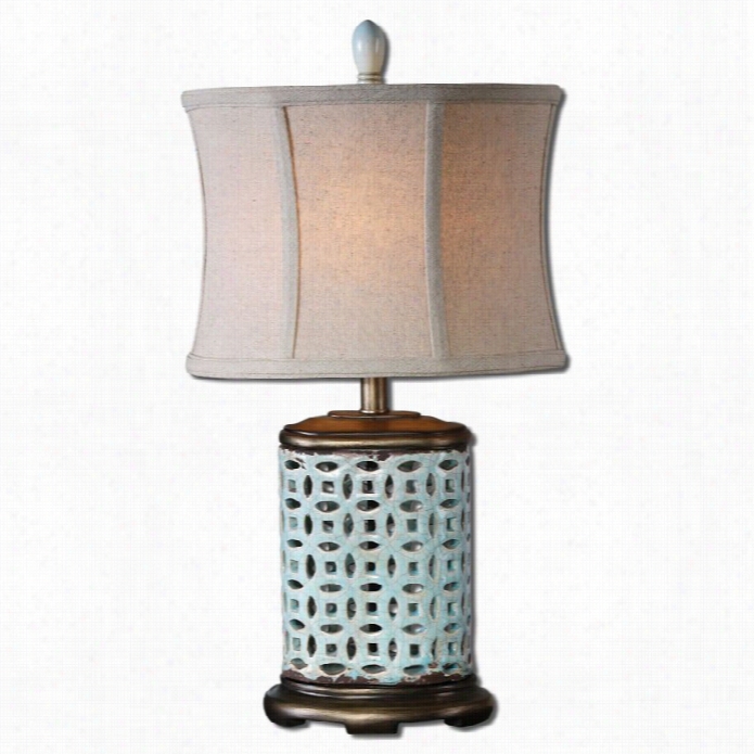 Uttermost Rosignano Ceamic Buffet Lamp In Crackled Aged Blue