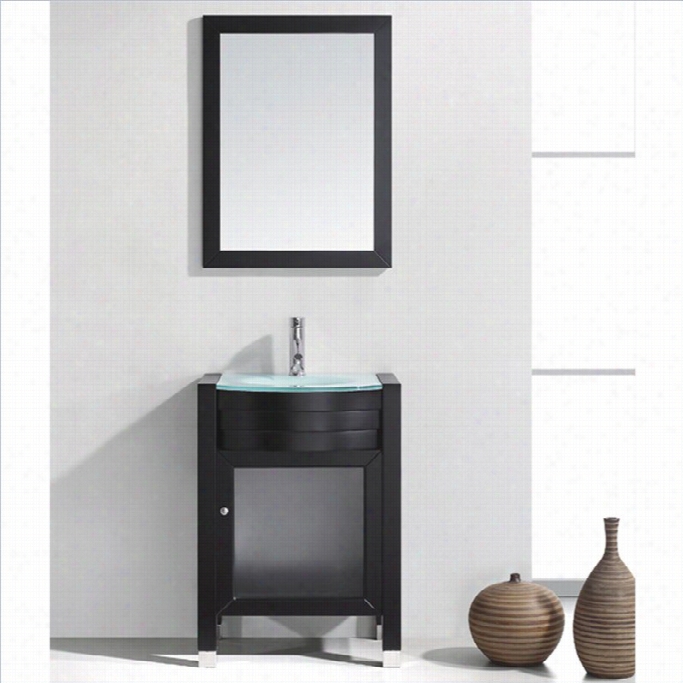 Virtu Usa Ava 24 Glass Single Bathroom Vanity Cabiet Set In Spresso