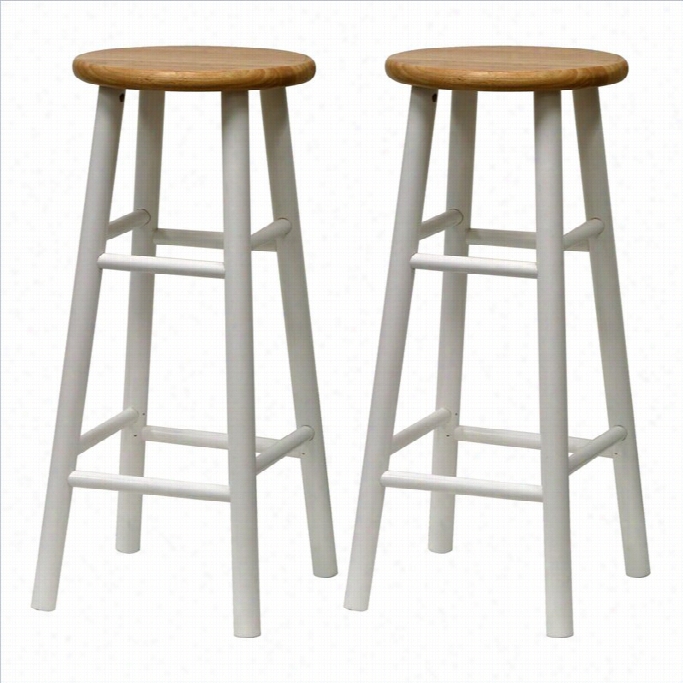 Winsome 30 Bar Stools In Nstural And White (set Of 2)