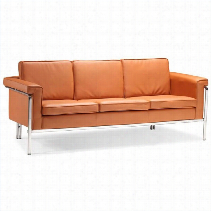 Zuo Sing Ular Modern Leatherette Sofa In Terracota