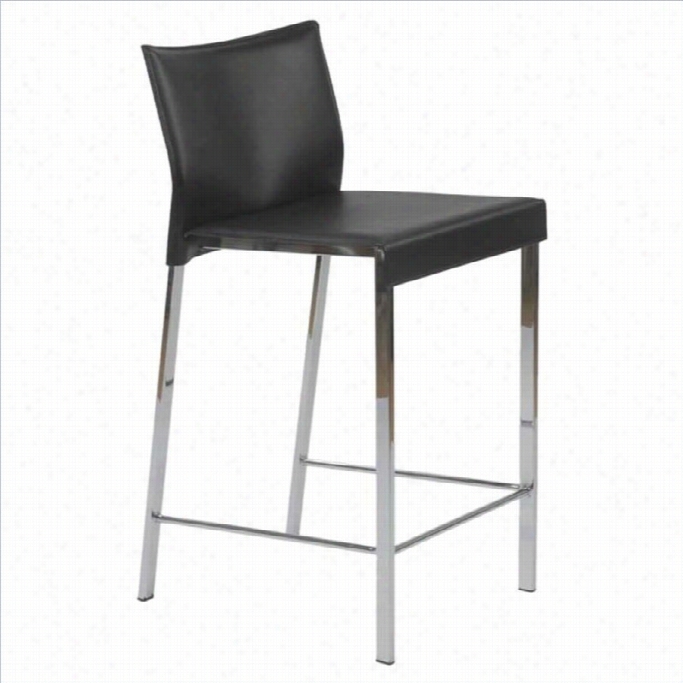 24 Counter Stool In Black Leahter And  Chrome