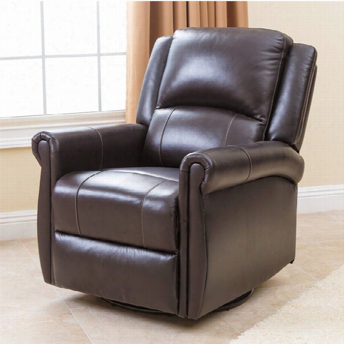 Abbyson Livinge Lena Swivel Glider Recliner Chair In Dark Brown