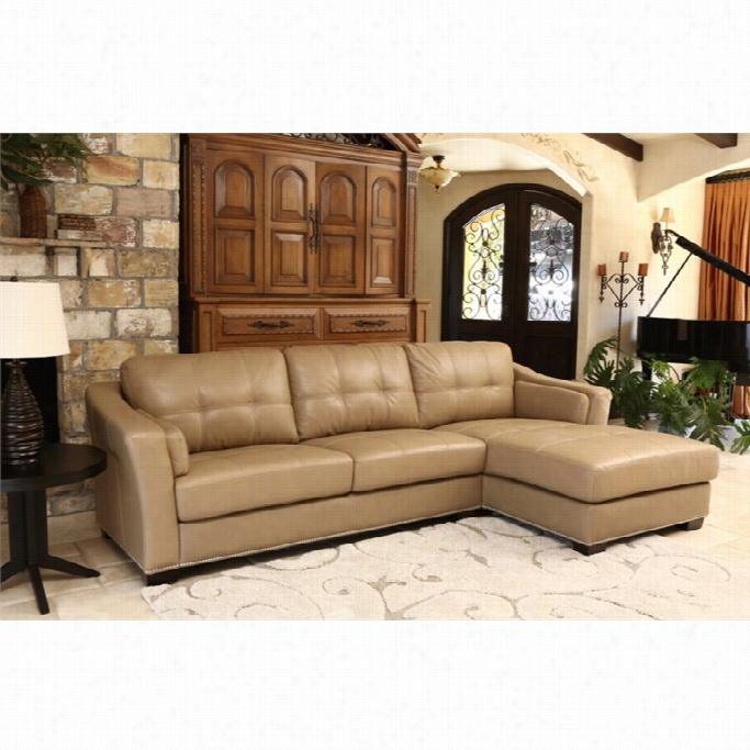 Abbyson Living Margot Leathe Sectional Inn Beige