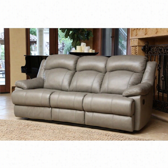 Abbyson L Iving Warwick Leather Rec Lining Sofa In Gray