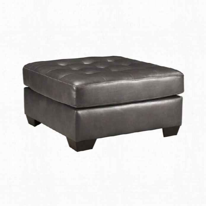 Ashley Alliston Leather Overrsized Accent Ottoman In Gray