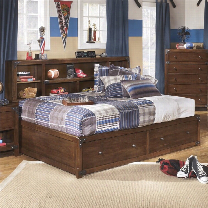 Ash Ley Delburne Wood Full Bookcase Mates Bed In Brown