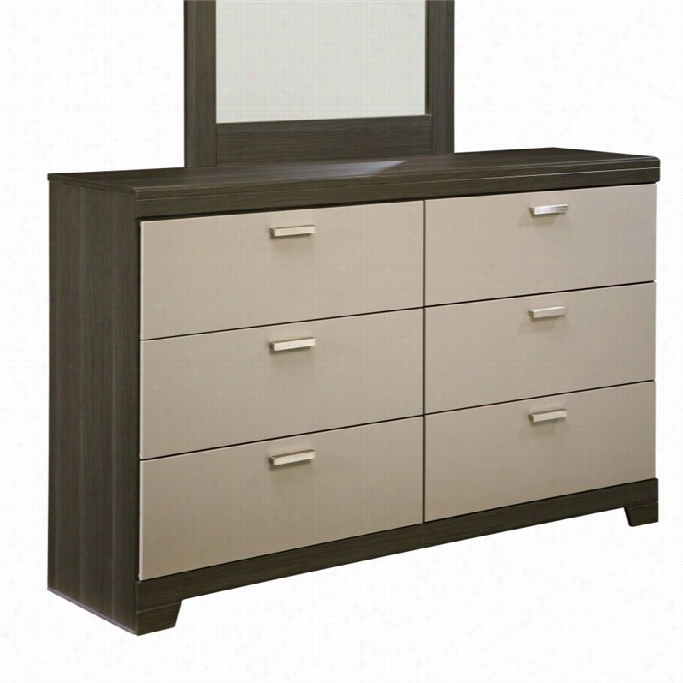 Ashley Wellatown 6 Drawer Wood Double Dresser In Brown