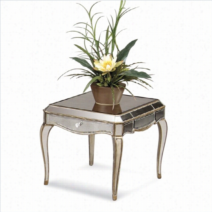 Basssett Mirror Colltte Mirror Panel Rectangular End Table In Gold