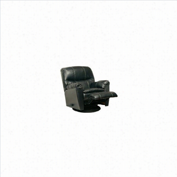 Catnapper Cosmo Leather Swivel Glider Recliner Chair In Murky