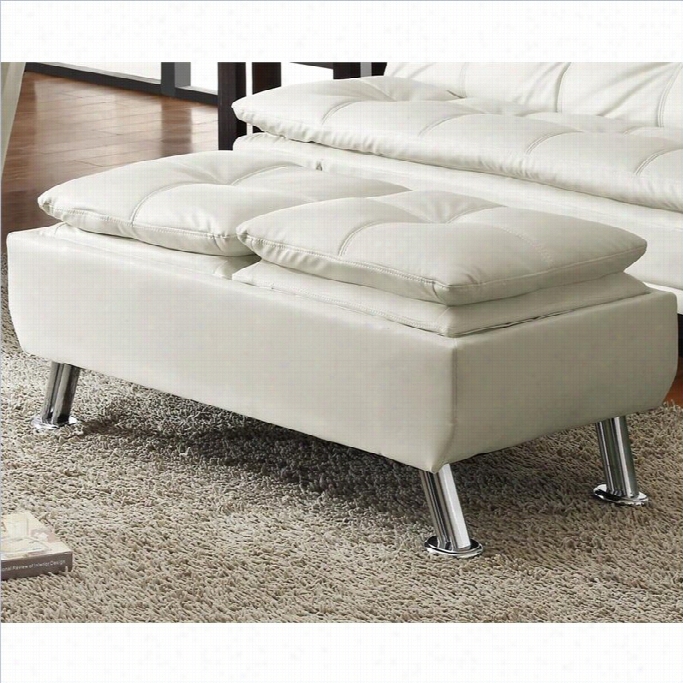 Coster Contemporary Styled Storage Fabric Ottoman In White