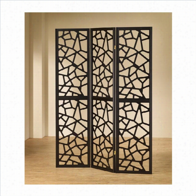 Coaster Intricate Mosaic Folding Screen In Black