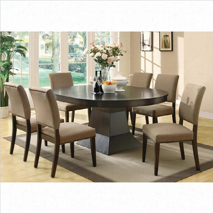 Coaster Myrtle Dining Tabl And 6 Side Chairs In Coffee