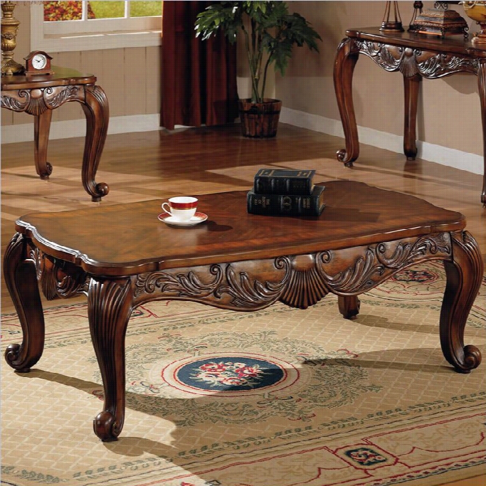 Coaster Venice Traditio Nal Rectangular Cocktail Table In Deep Brown End