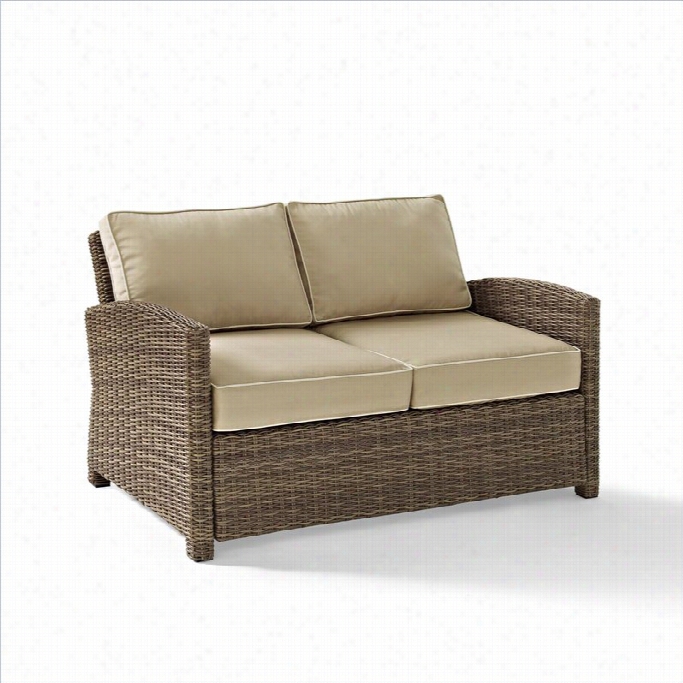 Crosleey Bradenton Outdoor Wicker Looveseat With Sand Cushions