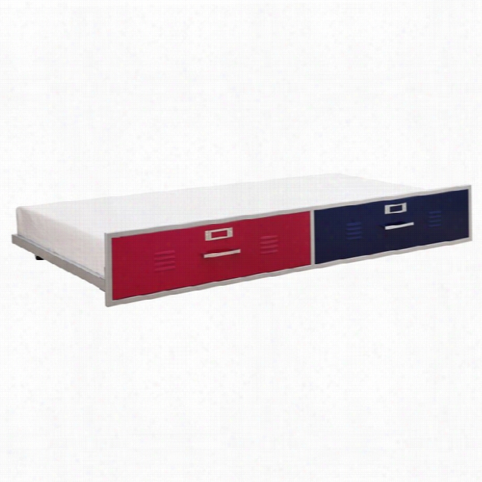 Dhp Junior Metal Twin Loft Locker  Trundle In Red And Blue