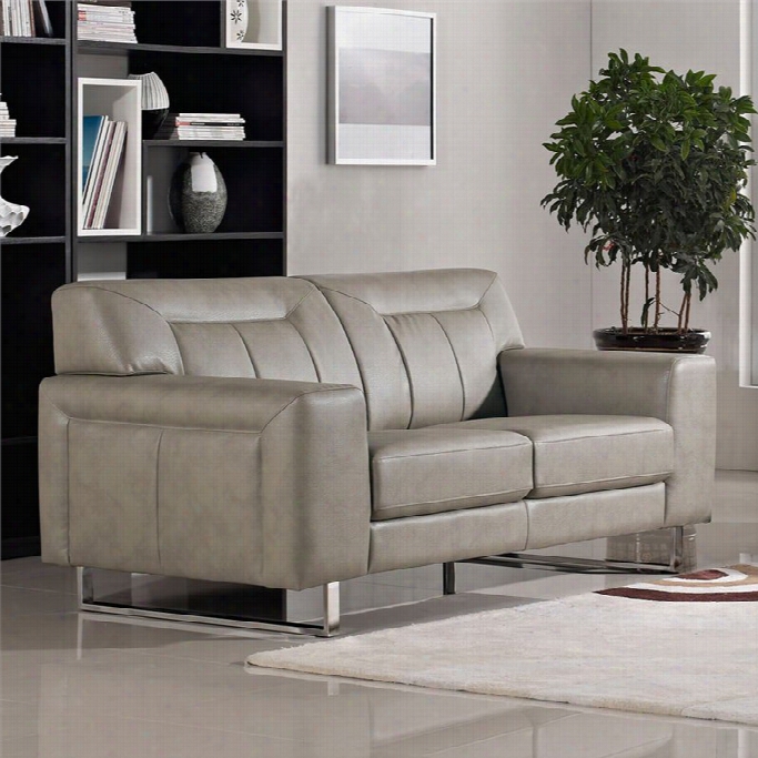 Diamond Sofa Vera Faux Leather Loveseat With Metal Leg In Sandston E