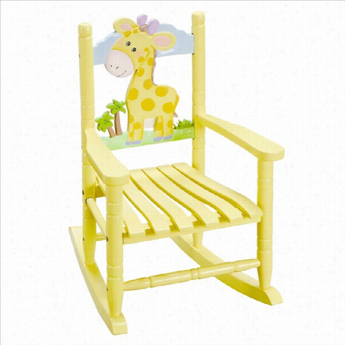 Fahtasy Fields Hand Carved Safari Rocking Chair In Giraffe