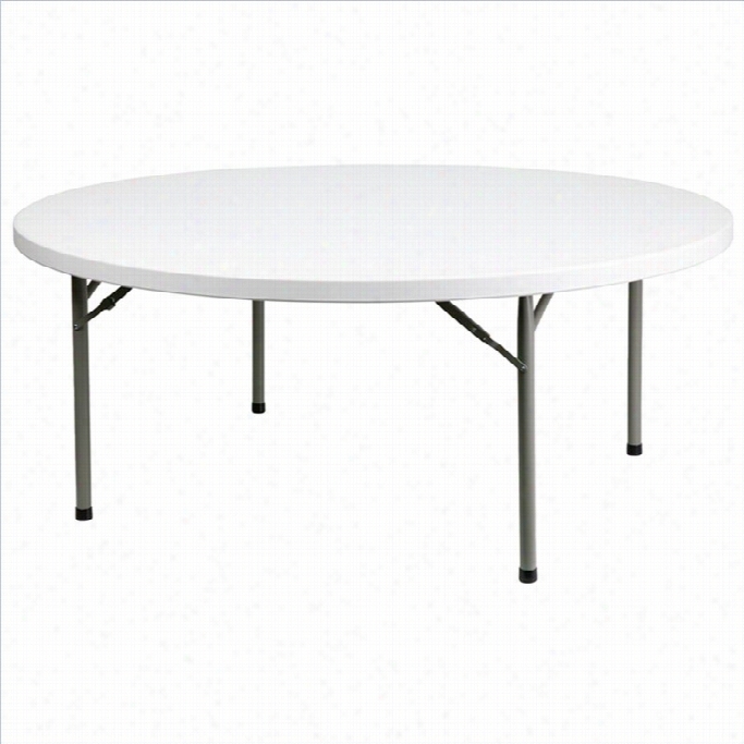 Flash Furniture 72 Inch Round Granite Folding Table In White