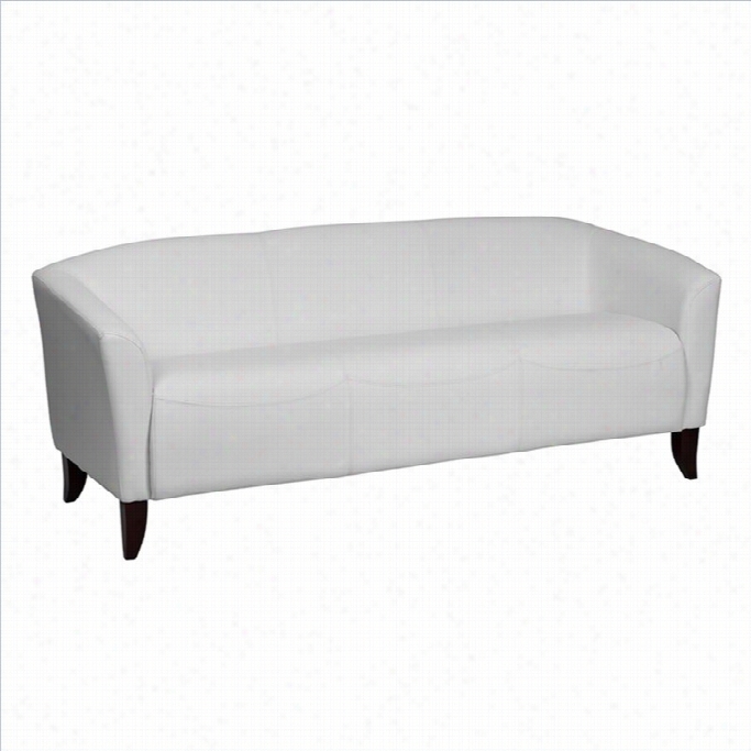 Flash Furniture Hercules Imperial Leather Sofa In White Abd Cherry