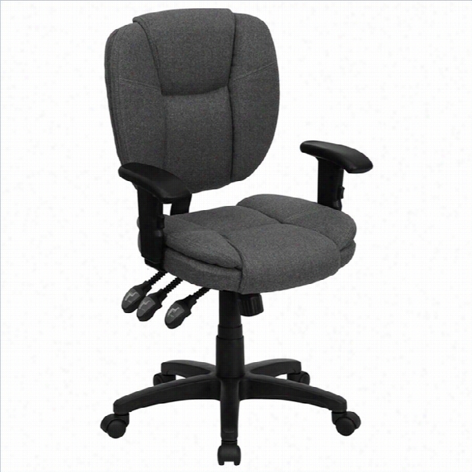 Flash Furniture Mid Back Ergonomic Task Officce Chair Attending Arms In Gray
