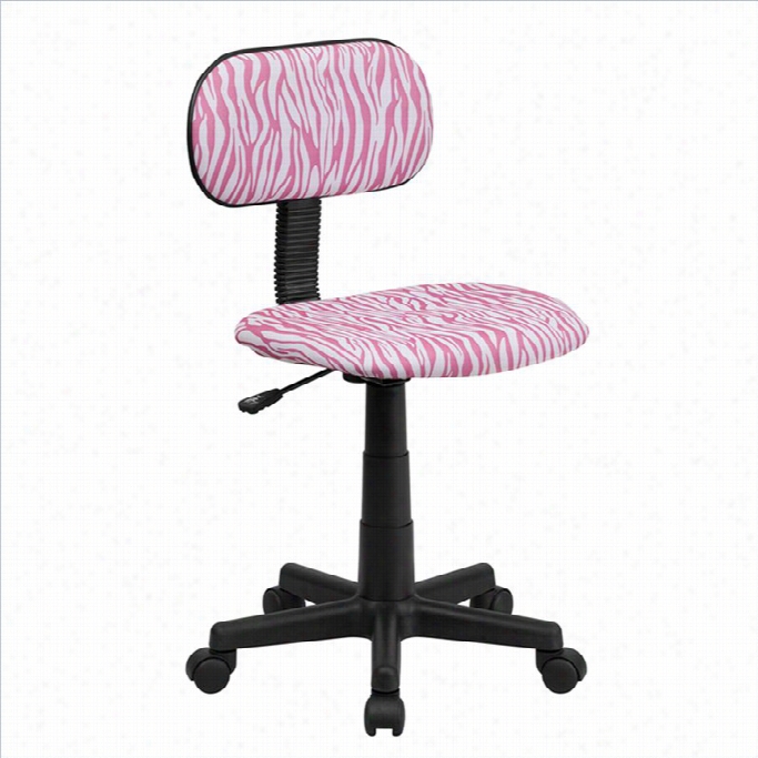 Slang  Furnitture Pink And White Zebra Newspaper Computer Office Chair