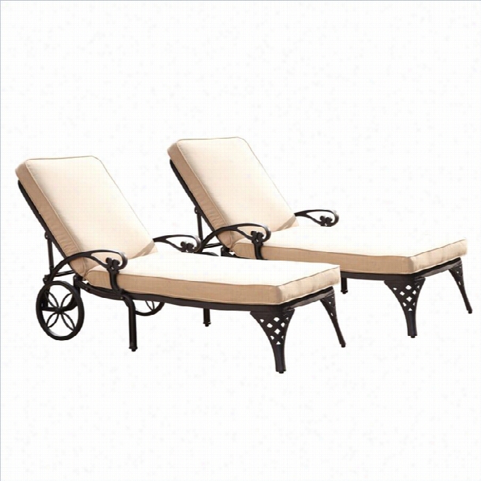 Home Styles Biscayne Blaxk Chaise Lounge Chairs Sset Of 2 Tauupe Cushions