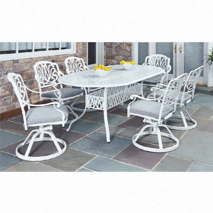 Home Styles Floral Blossom 7 Piece Dining Set In W Hite