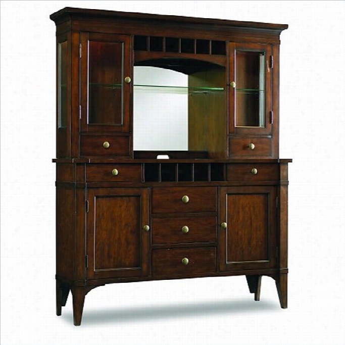 Hooker Furniture Abbott Place Buffet And Hutch In Warm Cherry Finish