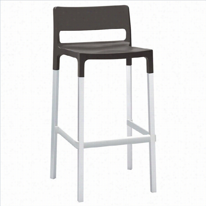 Italmodern Divo 29.53 Bar Stool In Anthracite And Alujinum