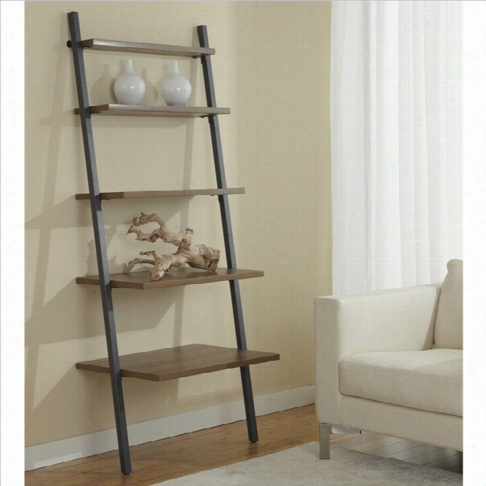 Jesper Office 100 Parson Collection 5 Tier Ladder Bookcase In Waalnut