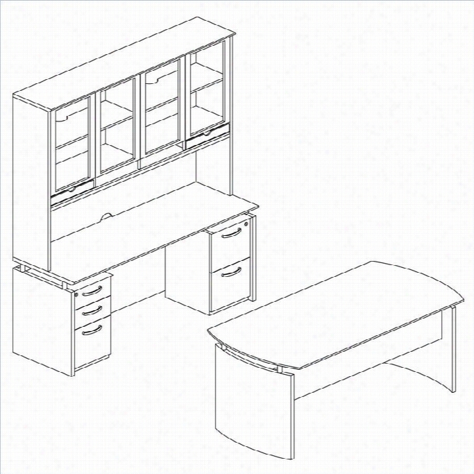 Mayline Napoli 63 Desk Set With Credenza Hutvh In Ierra Ccherry