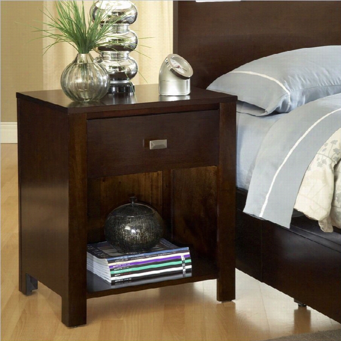 Modus Furniture Riva One Drawer Nightstand In Chocolate Brown
