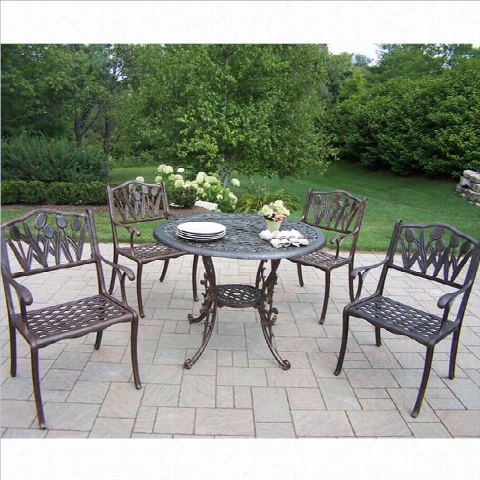 Oaklannd Living 5 Piece Metal Patio Dining Setin Antique Bronze