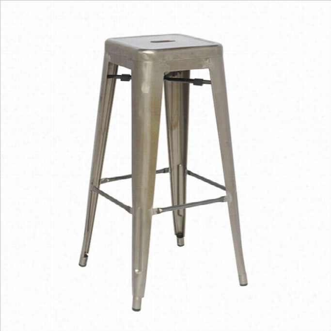 Office Star Bristow 30 Antique Metal Bar Stool In Gun Metal-set Of 2