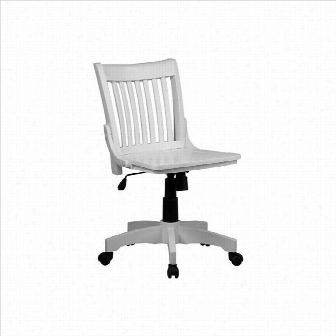 Office Star Deluxe Armless Wood Bankers Office Chair With Wood Seat In White