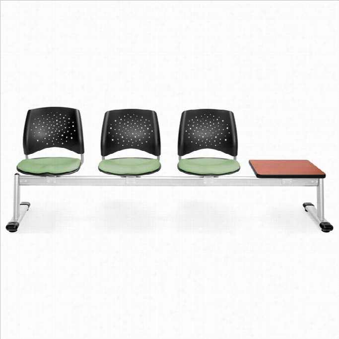 Ofms Tar Beam Seating Ith 3 Seats And Table In Sage Green And Cherry