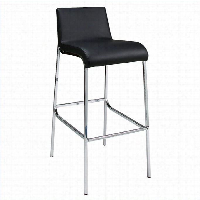 Pastel Furniture Niamoana Bar Stool In Chrome And Black-26 Counter Heitht