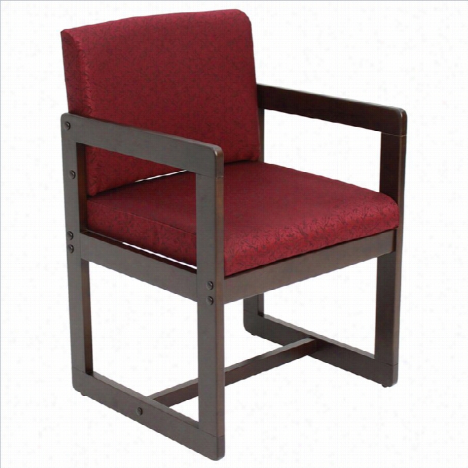 Regency Belcino Sled Side Guest Chair With  Arms In Mocha Walnut And Burgundy