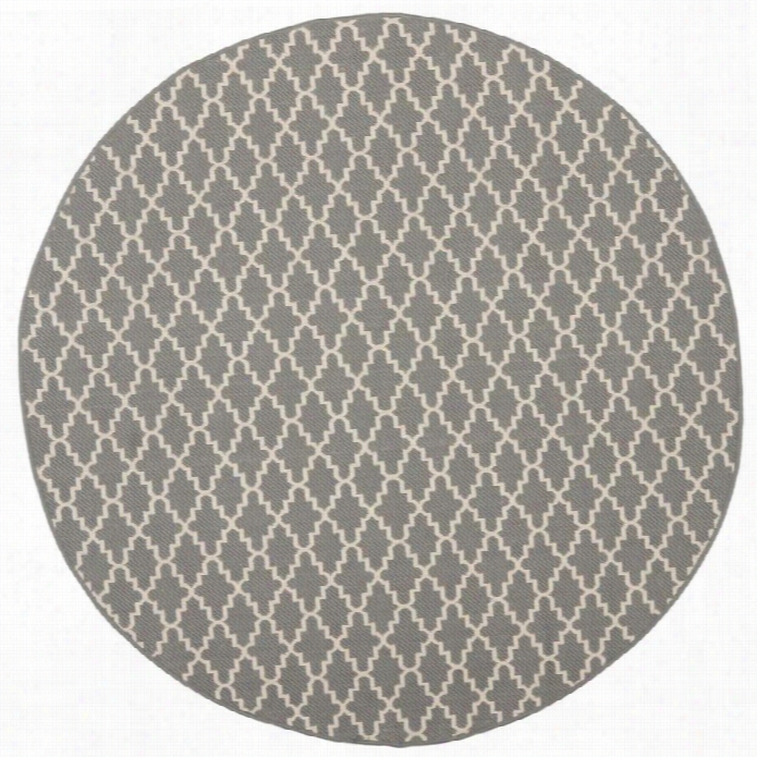 Safavie H Courtyard Anracite Indoor Outdoor Rug - Round 4'