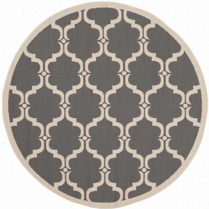 Safavieh Coourtyard Anthracite Indooor  Outdoor Rug - Round 5'