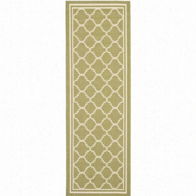 Safavieh Courtyard Green Indoor Otudoor Rug  - Runner 2'3 X 16'