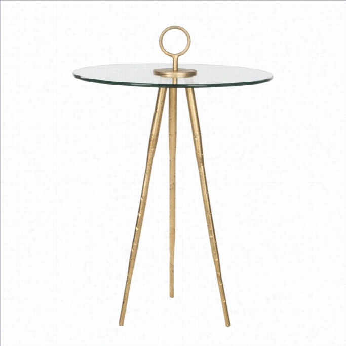 Safavieh Delma Iron And Glass Accent Table In Gold