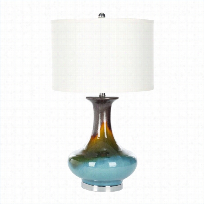 Safavieh Reaftive Glazing Table Lamp And White Linen Shade