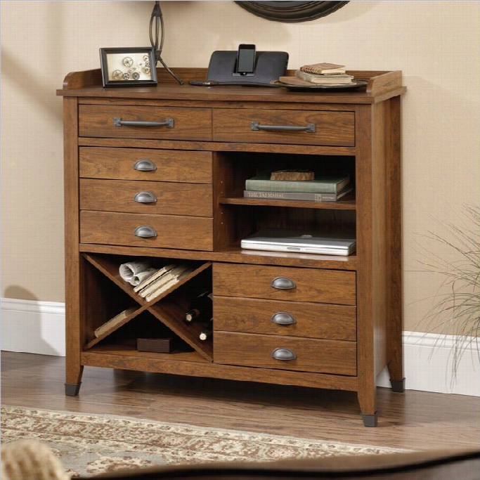 Sauder Carson Forgge Sideboard Console In Washington Cherry