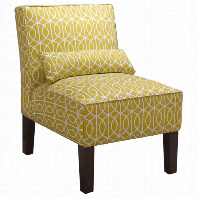 Skyline Furniture Cotton Sliipper Chair In Yellow Geometric Pattern