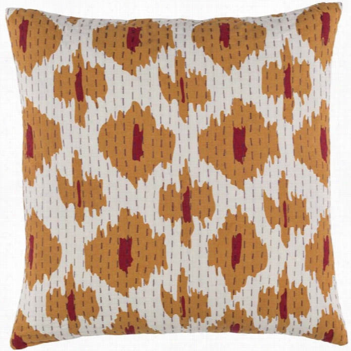 Surya Kantha Down Fill 20 Square Pillow In Red And Orange