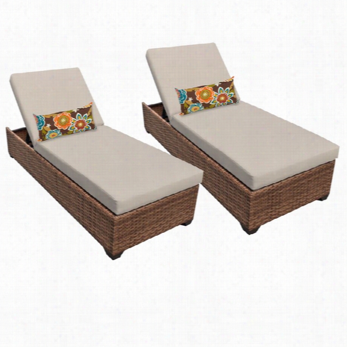 Tkc Laguna Wicker Patio Lounges In Beige (sett Of 2)