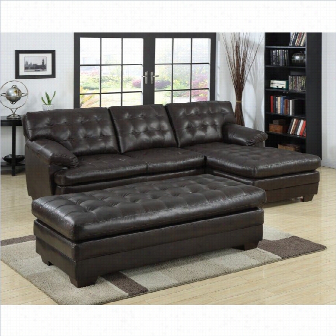 Trent Home  Brooks Leathet Sectionalw Ith Ottoman In Dark Brown